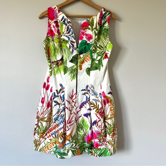 Zara White Cotton Tropical Floral Mini Panel Dress with Back Cutout - Picture 7 of 15